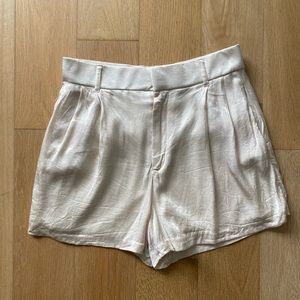Zara cream satin feel high waisted shorts
